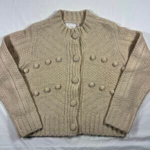 Women's Lush Button Up Cream Cardigan Size M